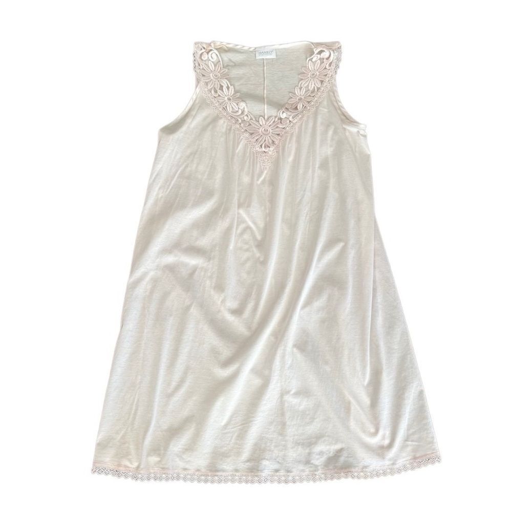 Hanro of Switzerland Nightgown Tank Lace Floral Light Pink Cotton XS